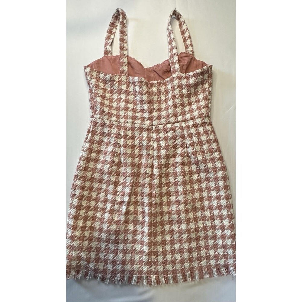 Pink Tweed Mini Dress Gold Buttons Sleeveless Size M Forever 21 - Picture 2 of 4